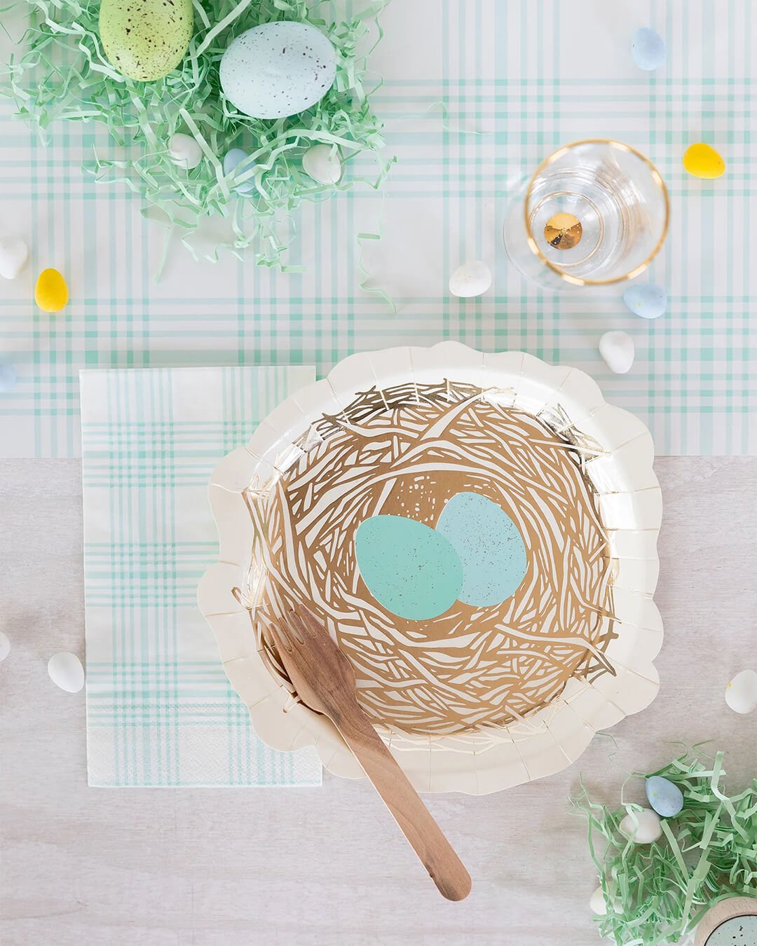 Aqua Blue Plaid Paper Table Runner - bubblegum market
