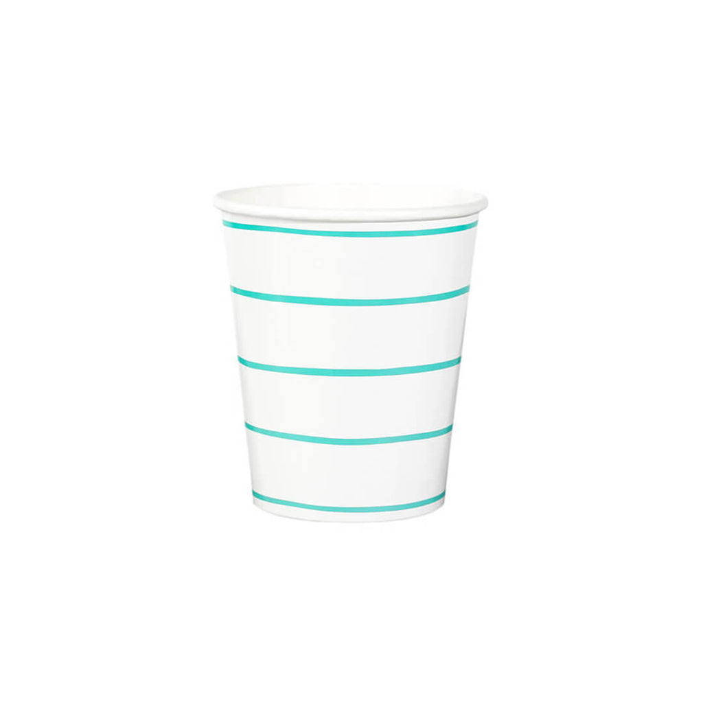 aqua-frenchie-stripe-party-cups-daydream-society