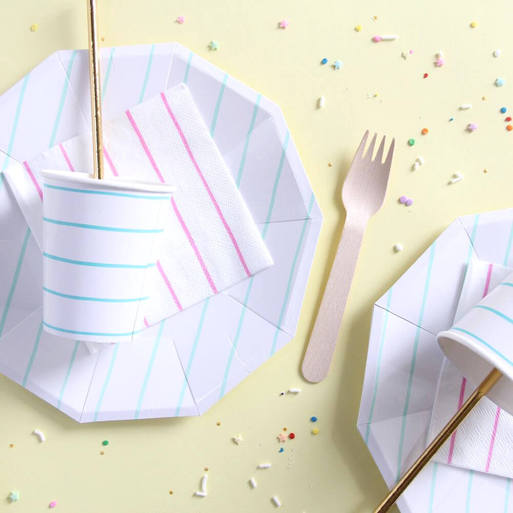 Aqua Frenchie Striped Cups - bubblegum market