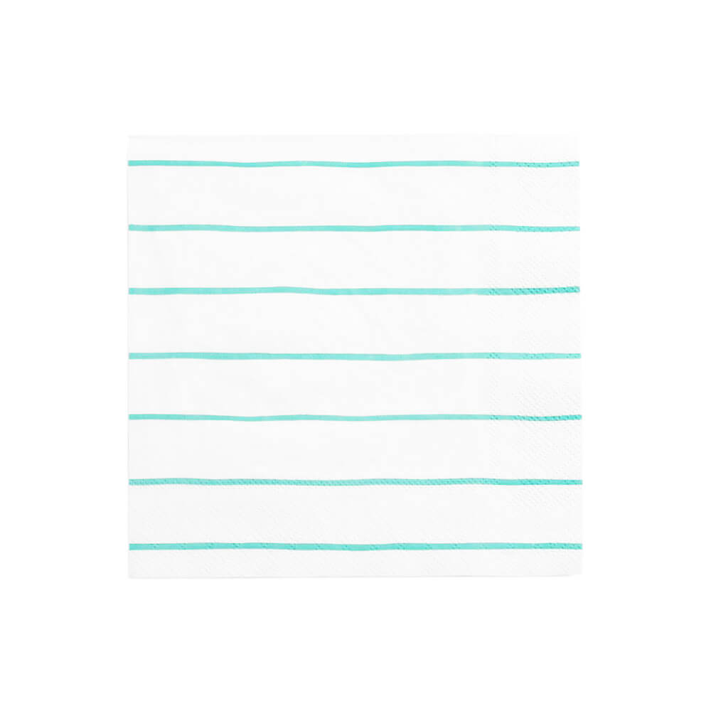 Aqua Frenchie Striped Large Napkins - bubblegum market