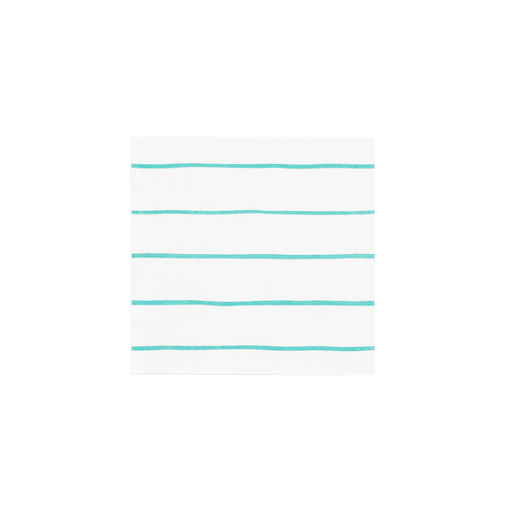Aqua Frenchie Striped Small Napkins - bubblegum market