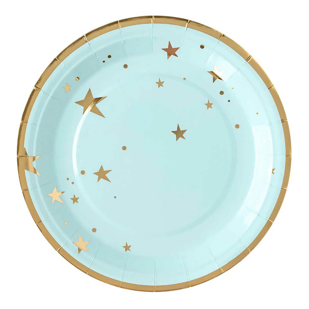 Baby Blue Star Paper Plates 9" - bubblegum market
