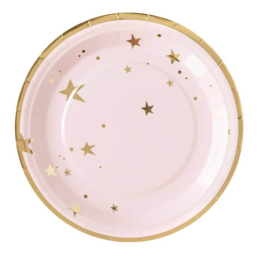 Baby Pink Star Paper Plates 9" - bubblegum market
