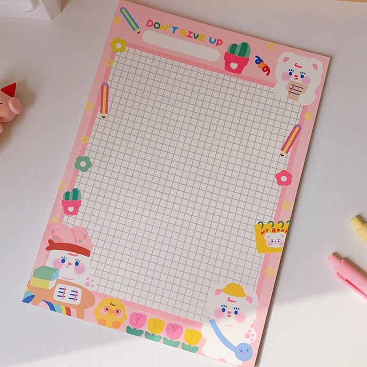 Bear & Bunny Large Kawaii Note Pad - bubblegum market