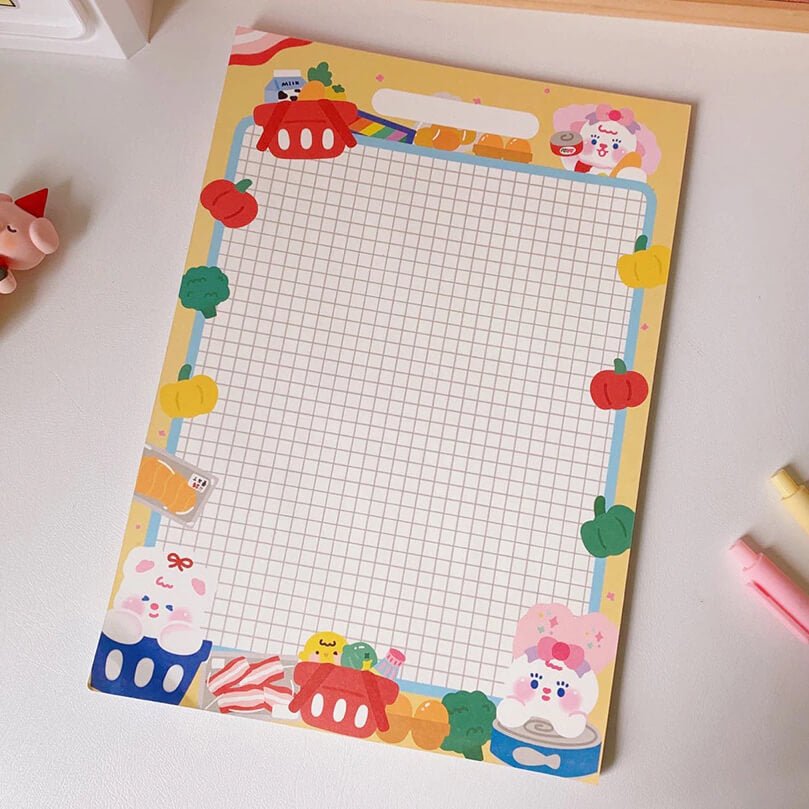 Bear & Bunny Large Kawaii Note Pad - bubblegum market