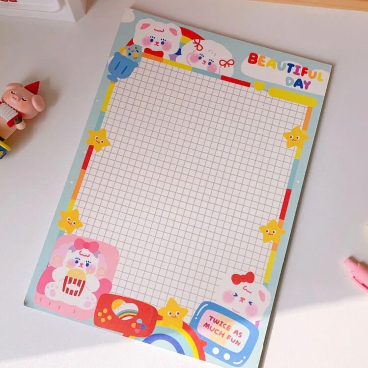 Bear & Bunny Large Kawaii Note Pad - bubblegum market