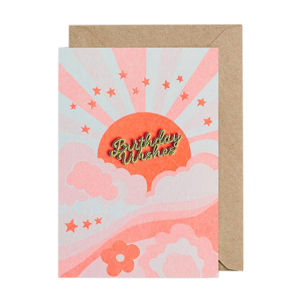 Birthday Wishes Orange Sunshine Card - bubblegum market