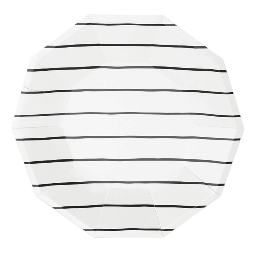 Black Ink Frenchie Striped Large Plates 9.5" - bubblegum market