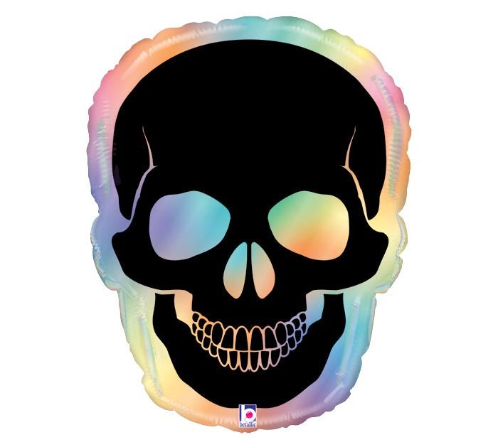 Black Skull Holographic Foil Balloon 27" - bubblegum market