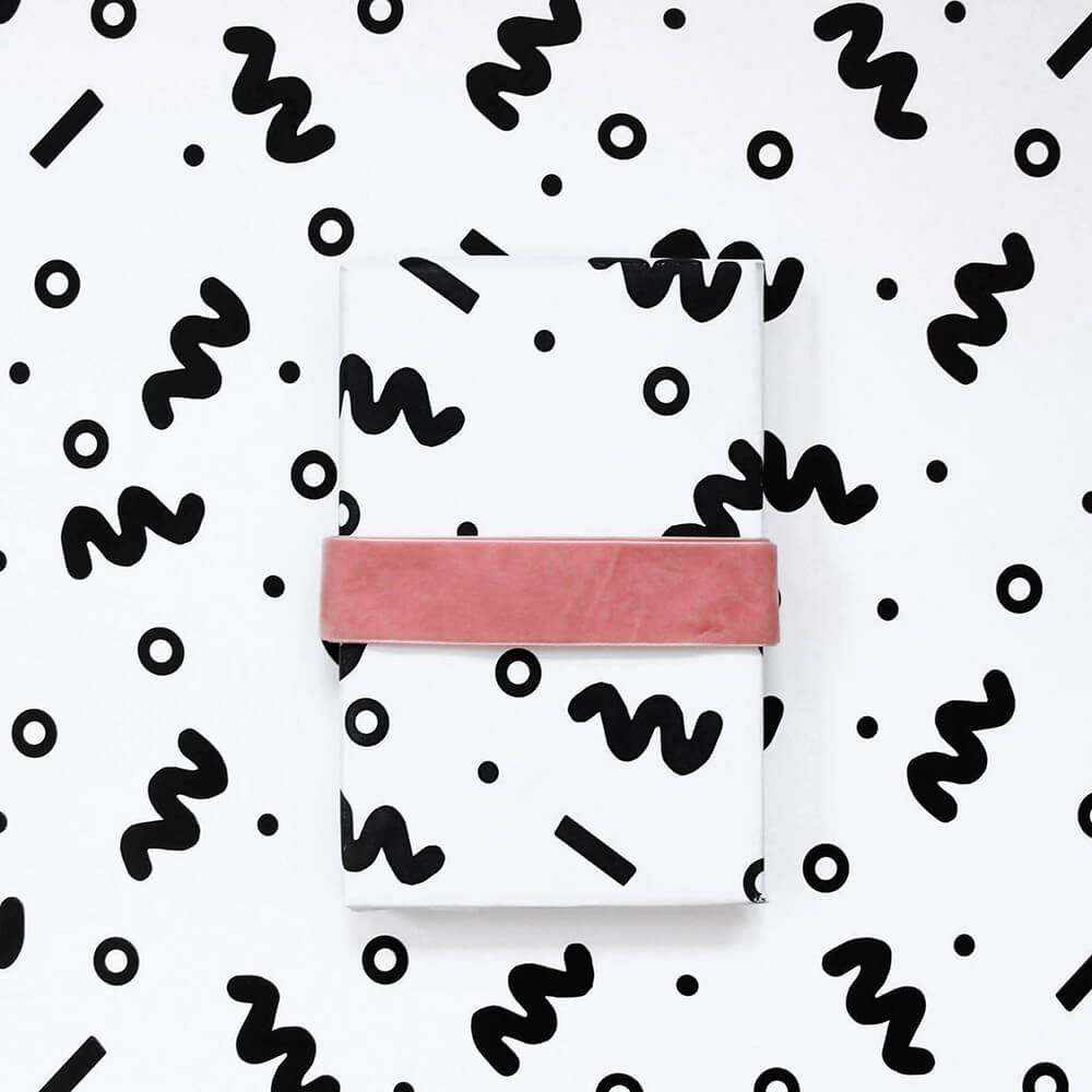 Black & White Art School Squiggle Gift Wrap Sheets (Roll of 3) - bubblegum market