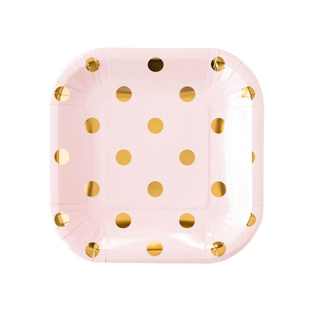 Blush Polka Dot Paper Plates 7" - bubblegum market