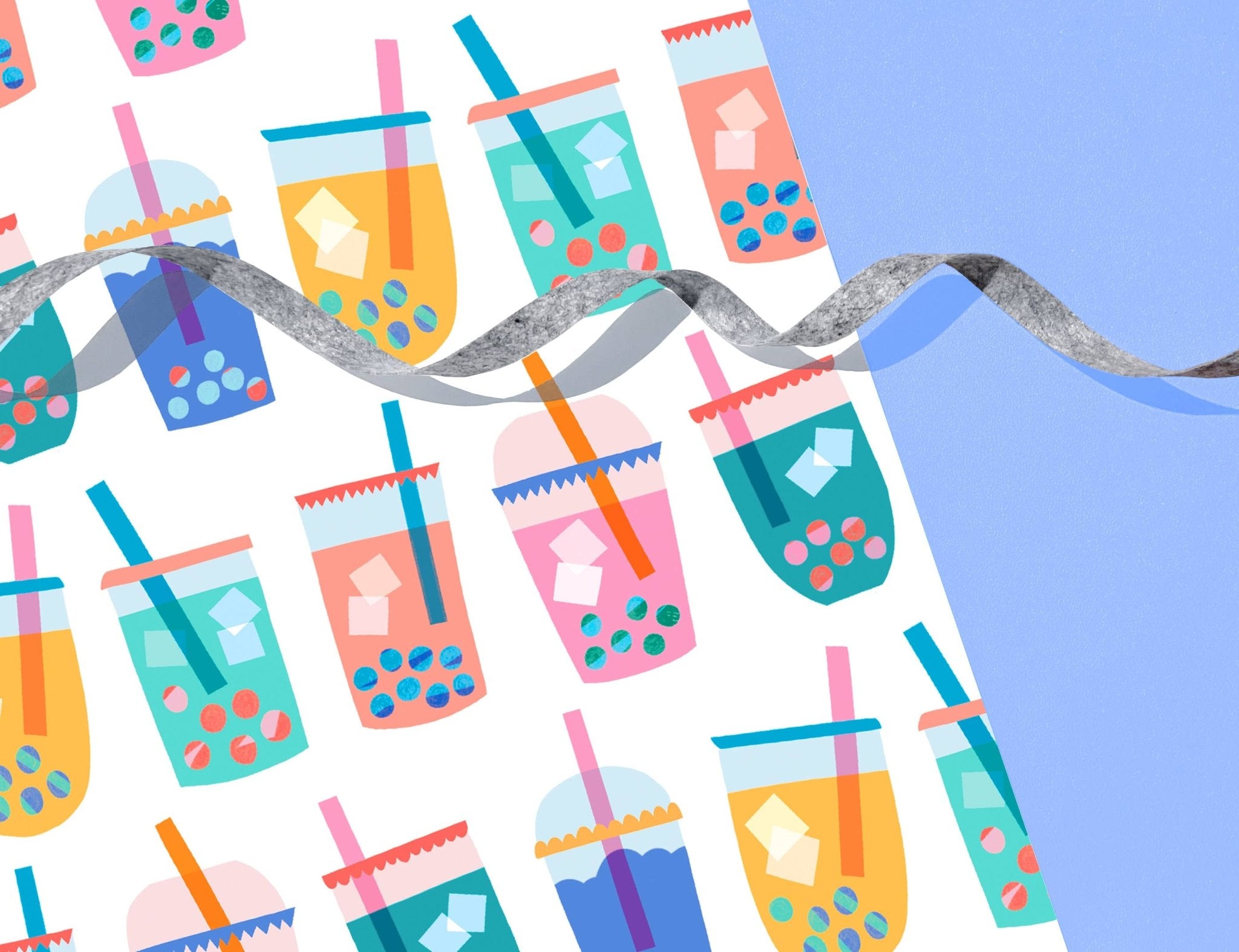 Boba / Bubble Tea Wrapping Paper Sheets (Roll of 3) - bubblegum market