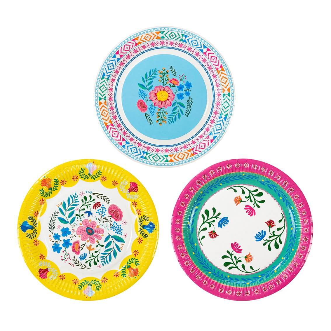 Boho Floral / Fiesta Paper Plates 9in - bubblegum market