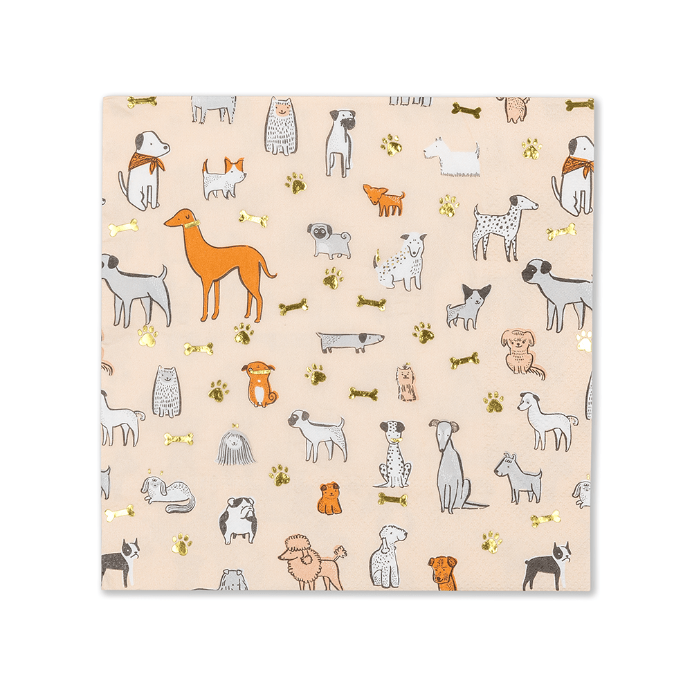 Bow Wow Dog Pattern Large Napkins - bubblegum market