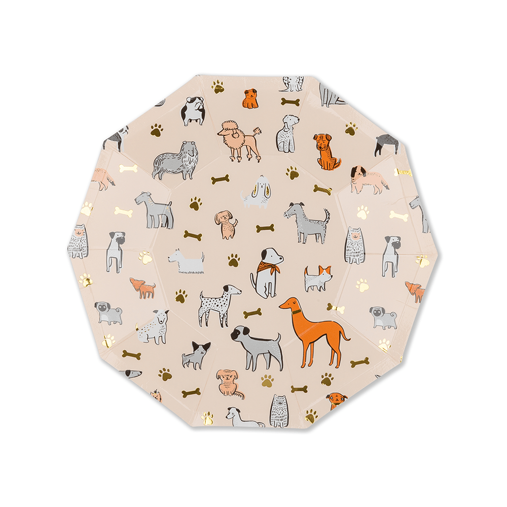 Bow Wow Dog Pattern Small Paper Plates 7.5" - bubblegum market