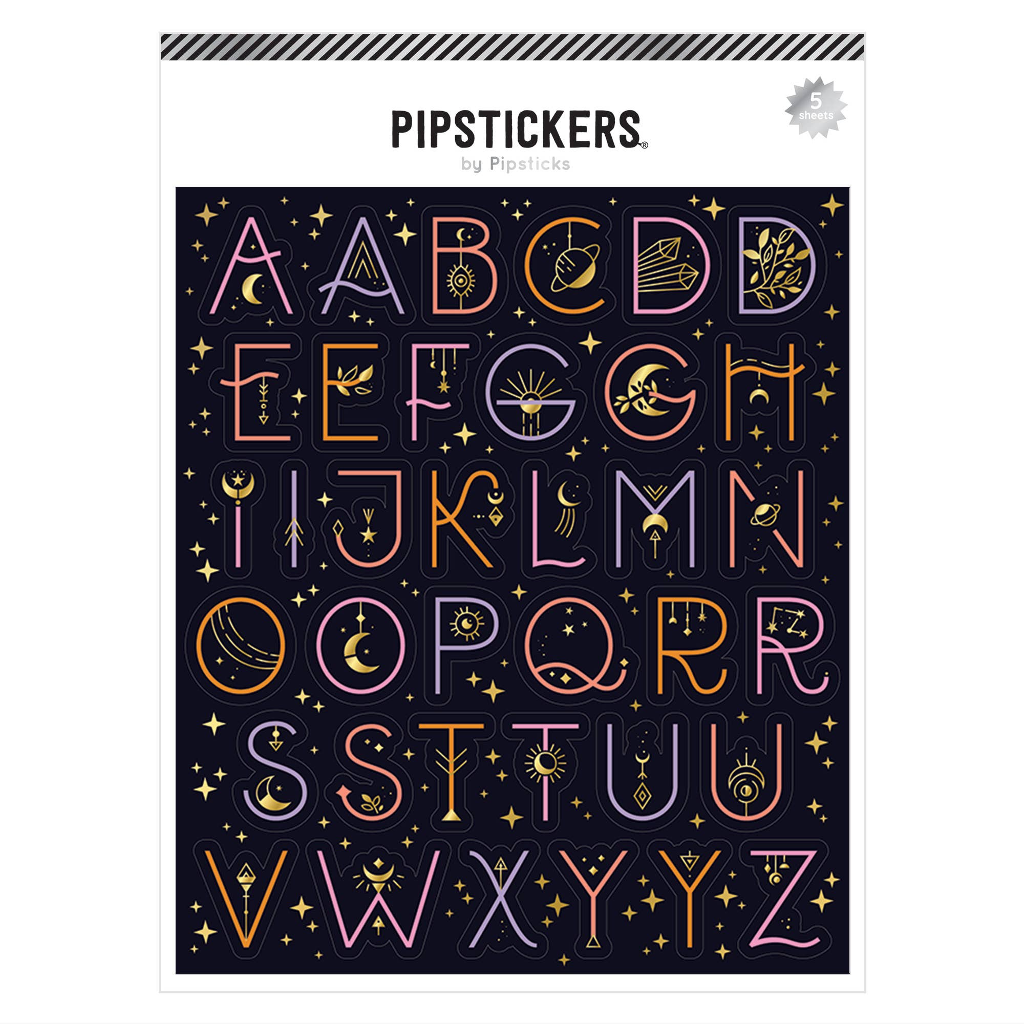 Celestial Signs Big Alphabet Stickers (5 Sheets) - bubblegum market