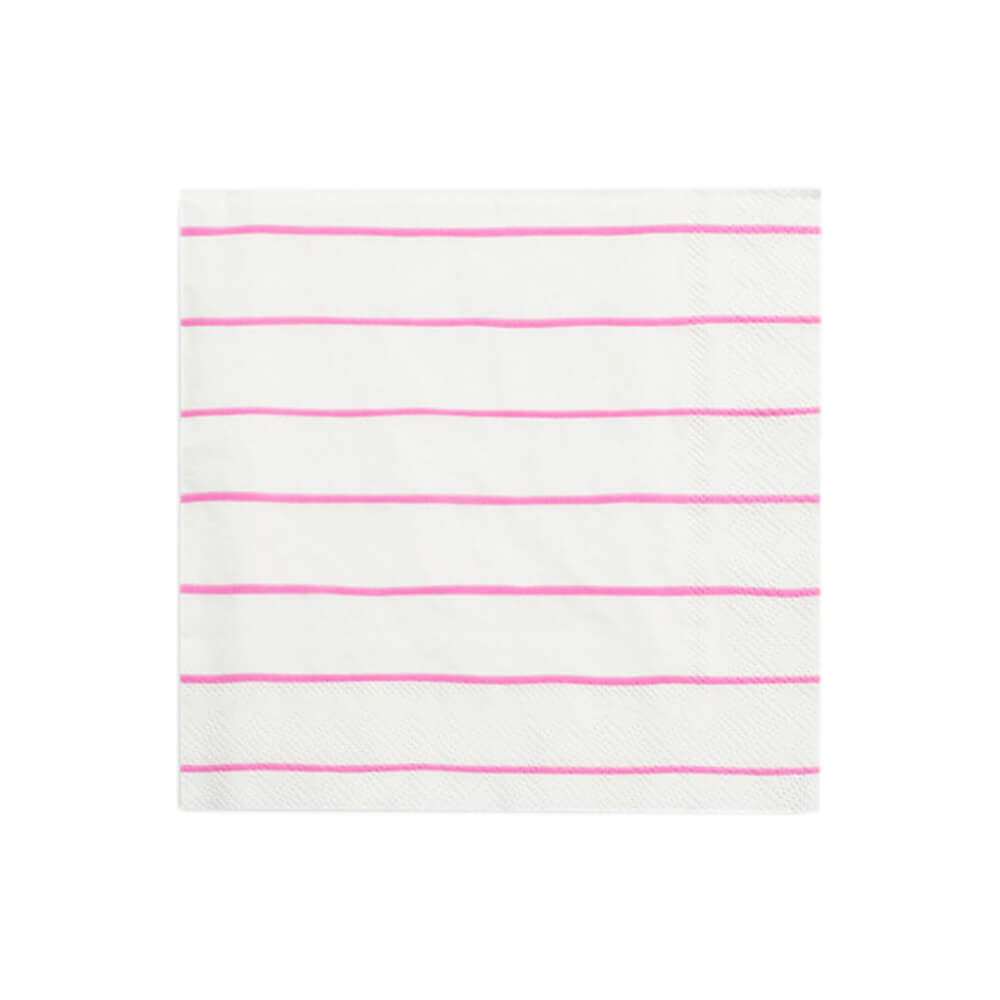 Cerise Frenchie Striped Large Napkins - bubblegum market