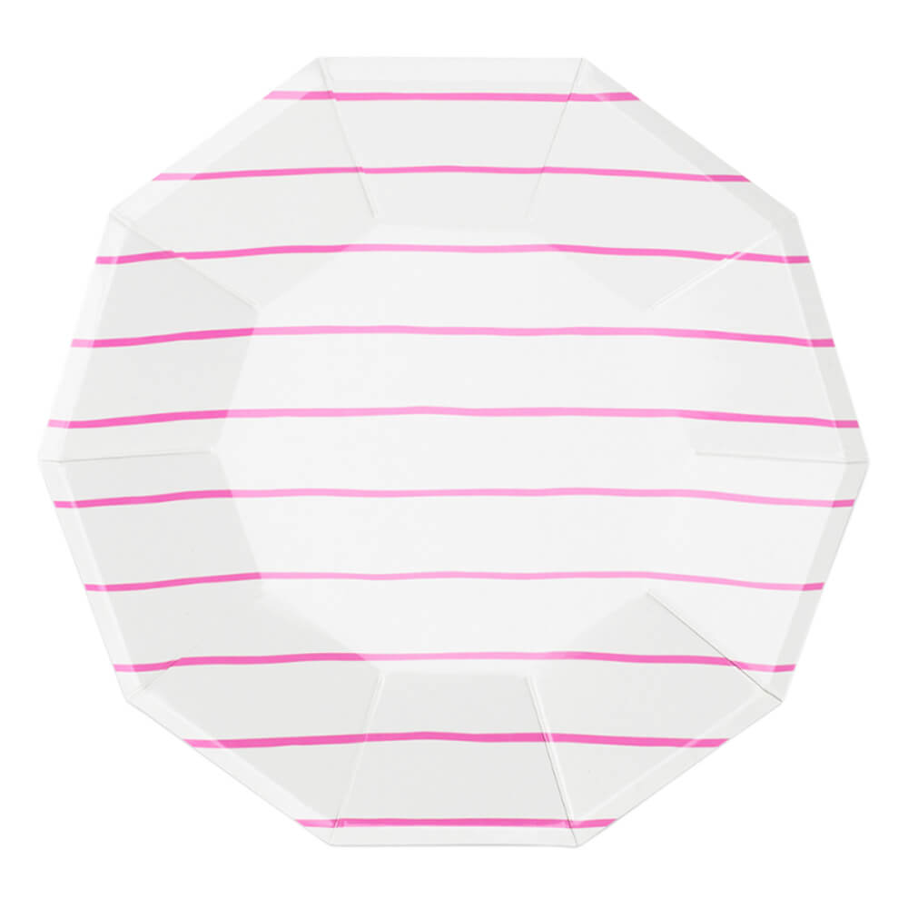 Cerise Frenchie Striped Large Plates 9.5" - bubblegum market