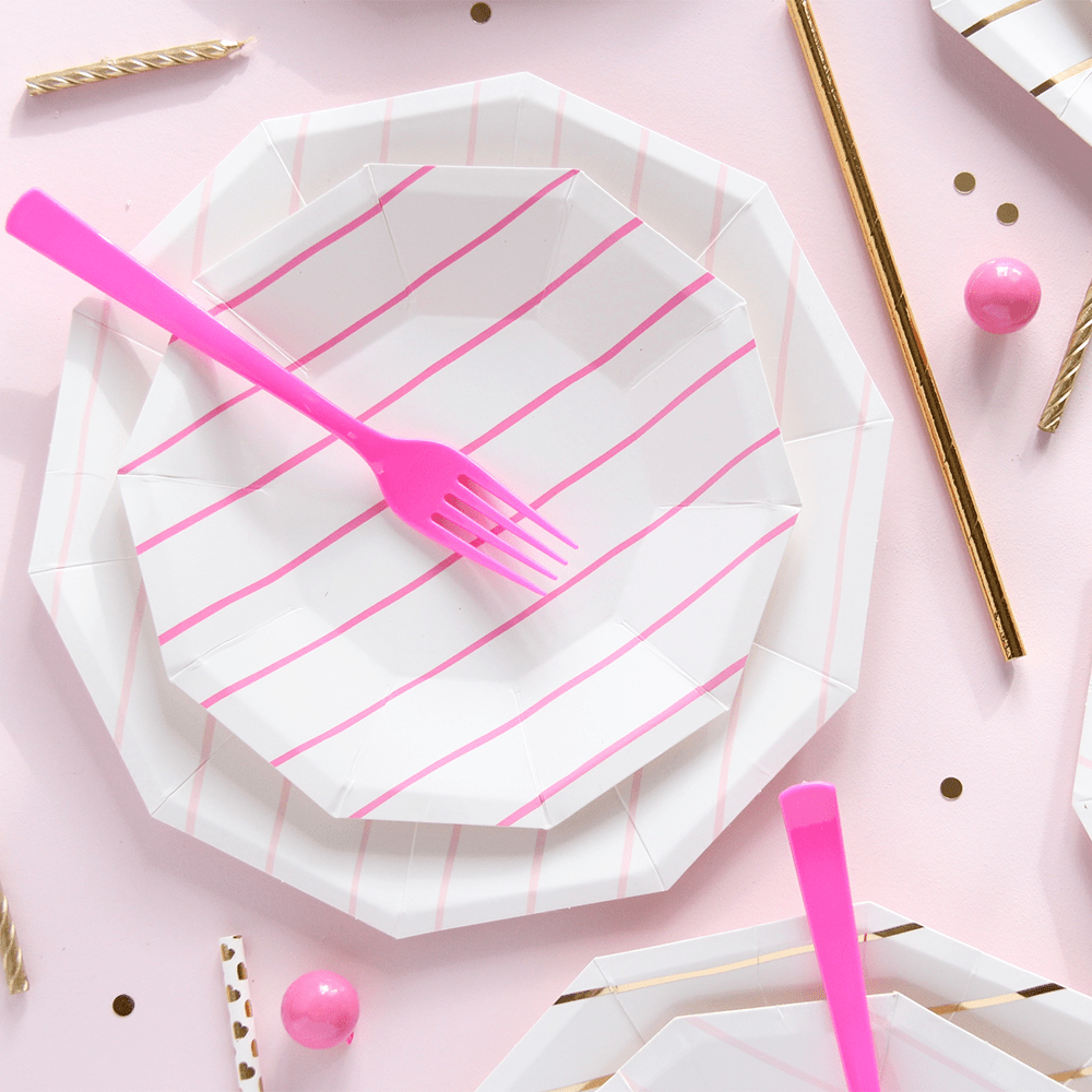 Cerise Frenchie Striped Small Plates 7.5" - bubblegum market