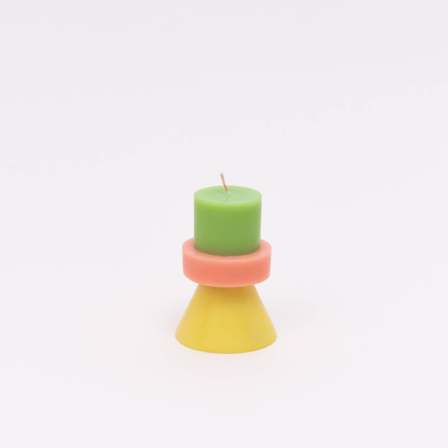 Color - Blocked Mini Stack Candle (Lime, Coral, Yellow) - bubblegum market