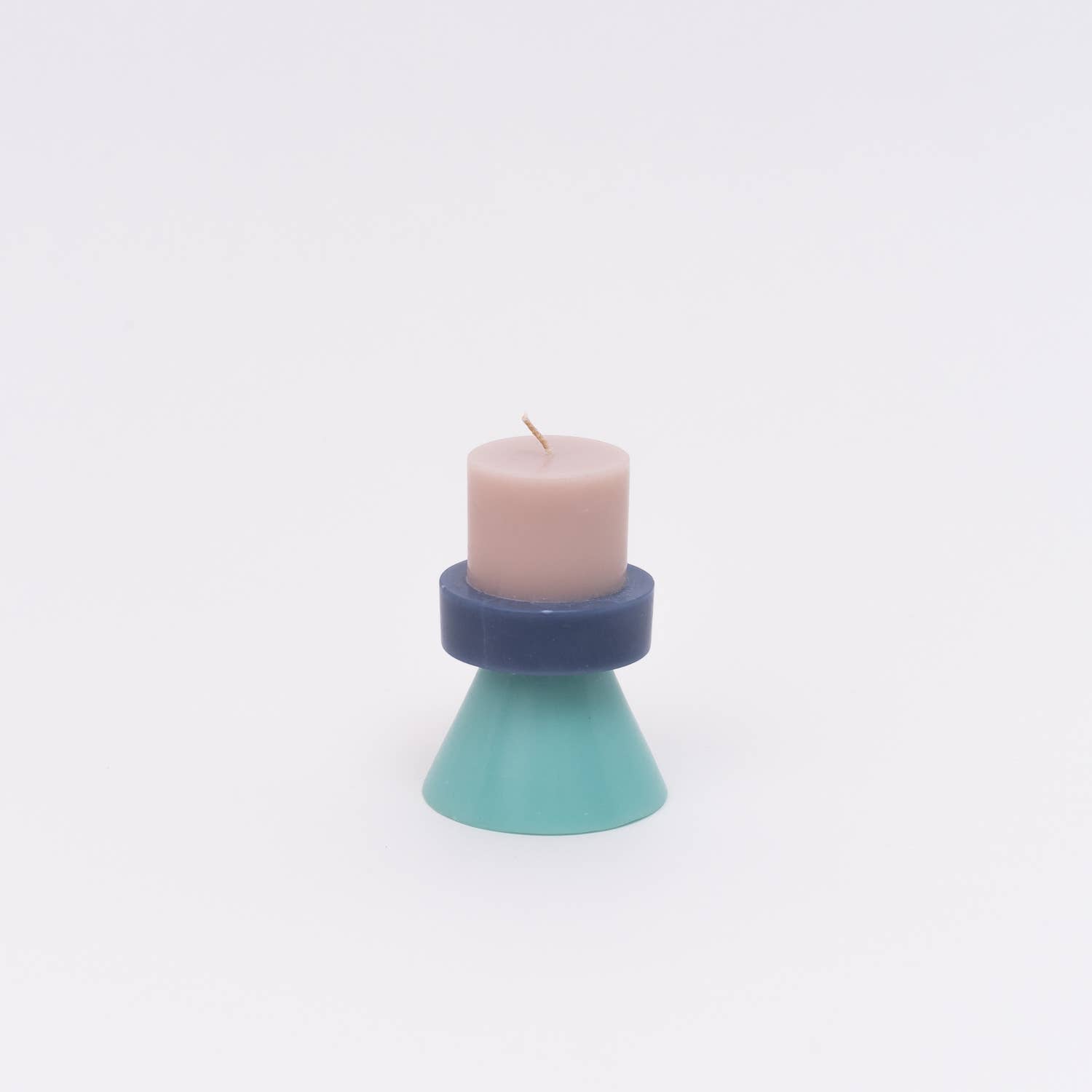 Color - Blocked Mini Stack Candle (Nude, Powder Blue, Celeste) - bubblegum market