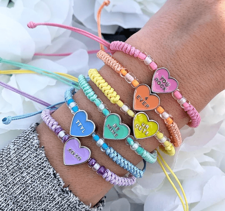 Conversation Heart Valentine Bracelets - bubblegum market