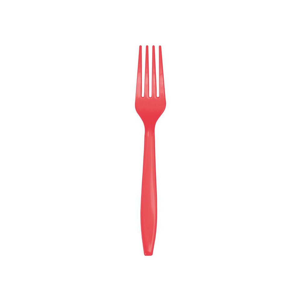 Coral Plastic Forks 24ct - bubblegum market