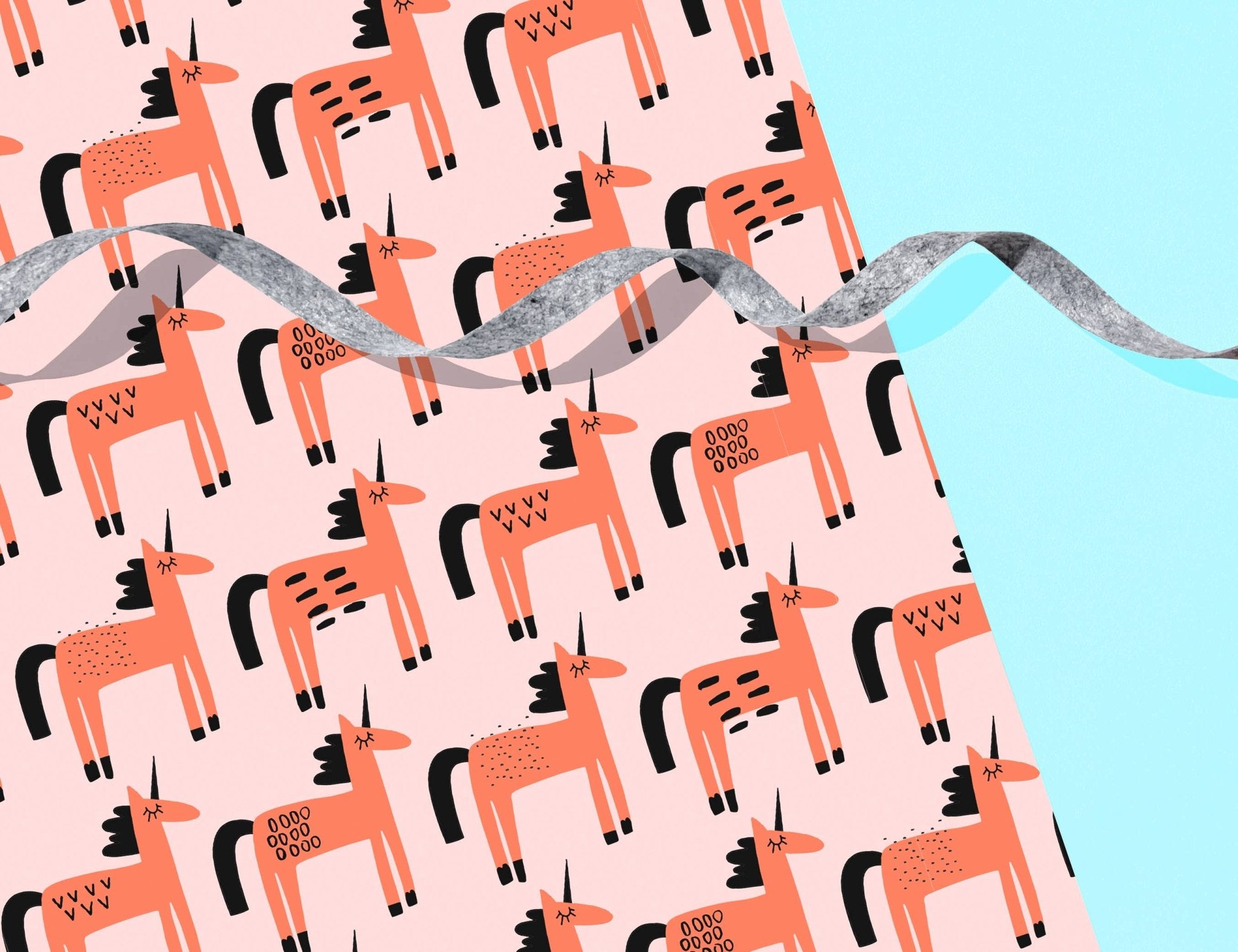 Coral Unicorns Wrapping Paper Sheets (Roll of 3) - bubblegum market