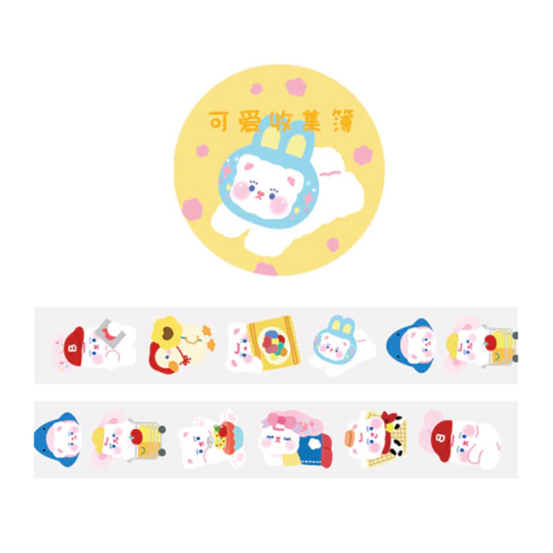 Costume Rainbow Bears & Bunnies Plastic Washi Tape - bubblegum market