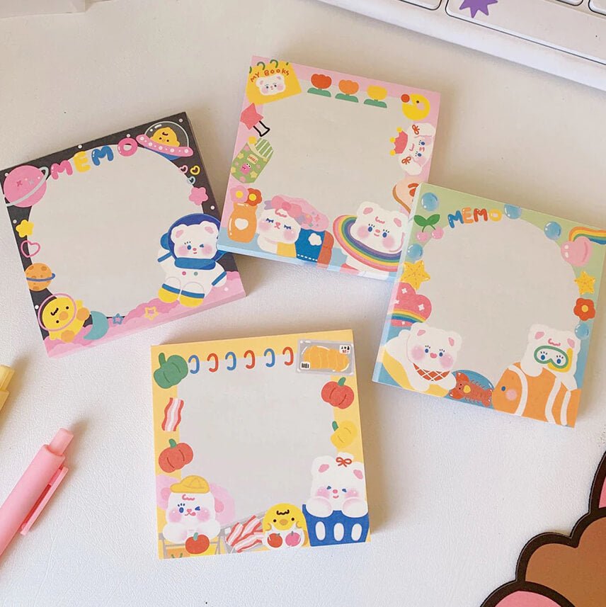 Cute Kawaii Bear & Bunny Memo Pad - bubblegum market