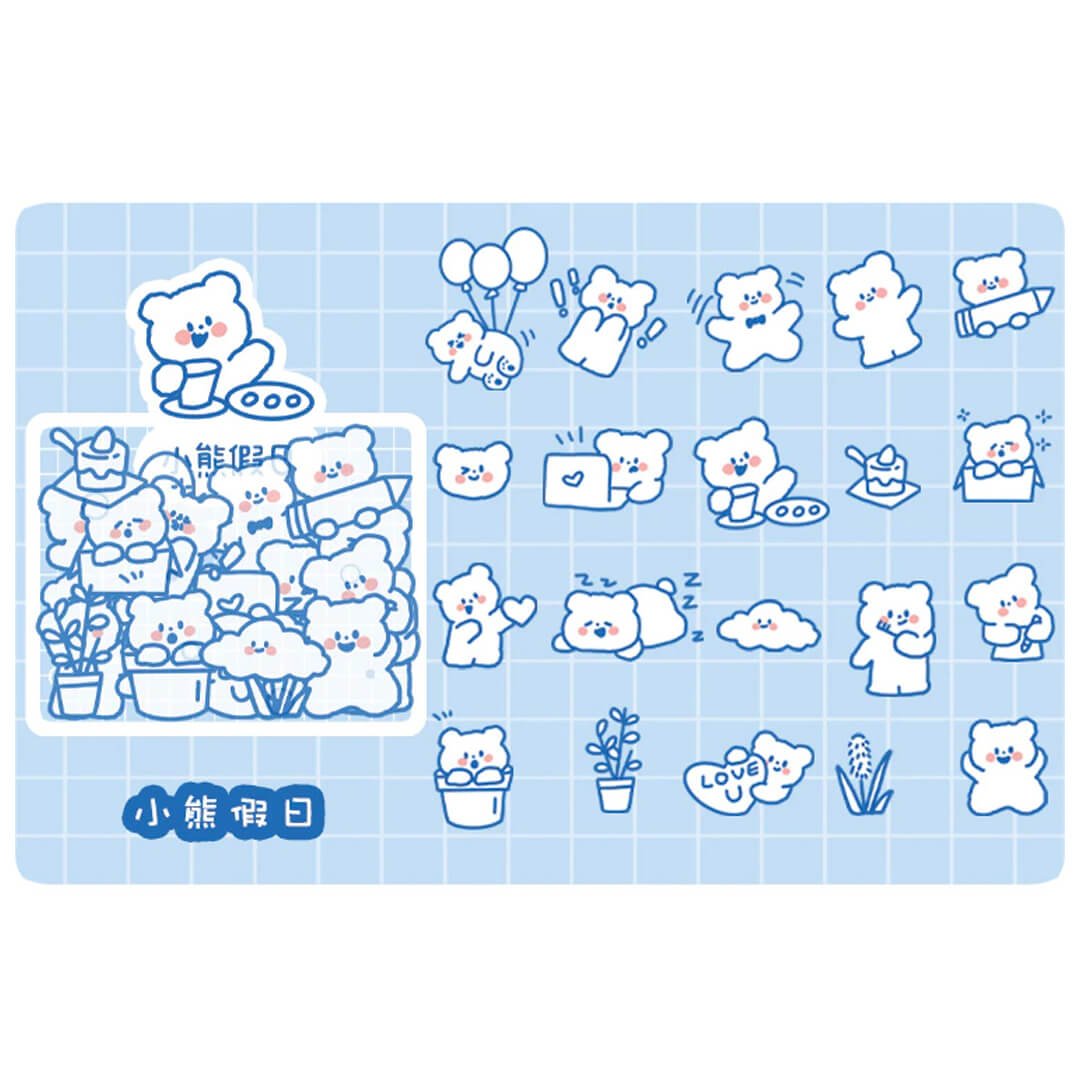 Cute Kawaii Fuzzy Bear Die Cut Stickers - bubblegum market