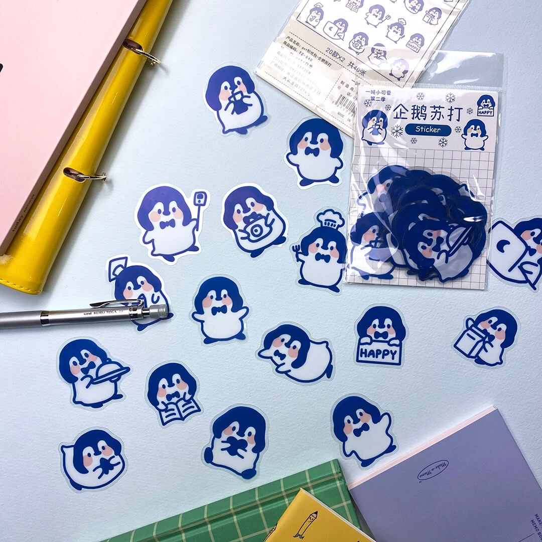 Cute Kawaii Penguin Die Cut Stickers - bubblegum market