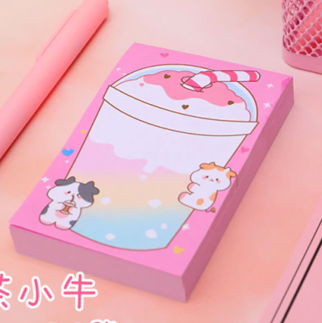 Dreamy Sweet Rainbow Milkshake Calf Memo Pad - bubblegum market