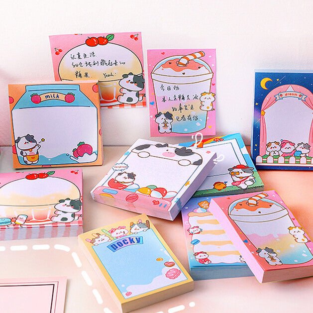 Dreamy Sweet Rainbow Milkshake Calf Memo Pad - bubblegum market