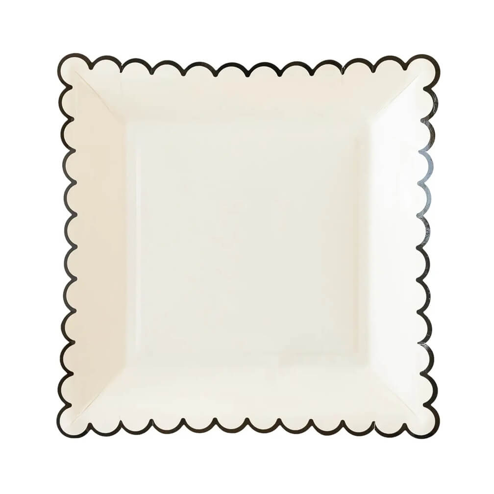 Ephemera Halloween White With Black Edge Scallop Plate 9" - bubblegum market