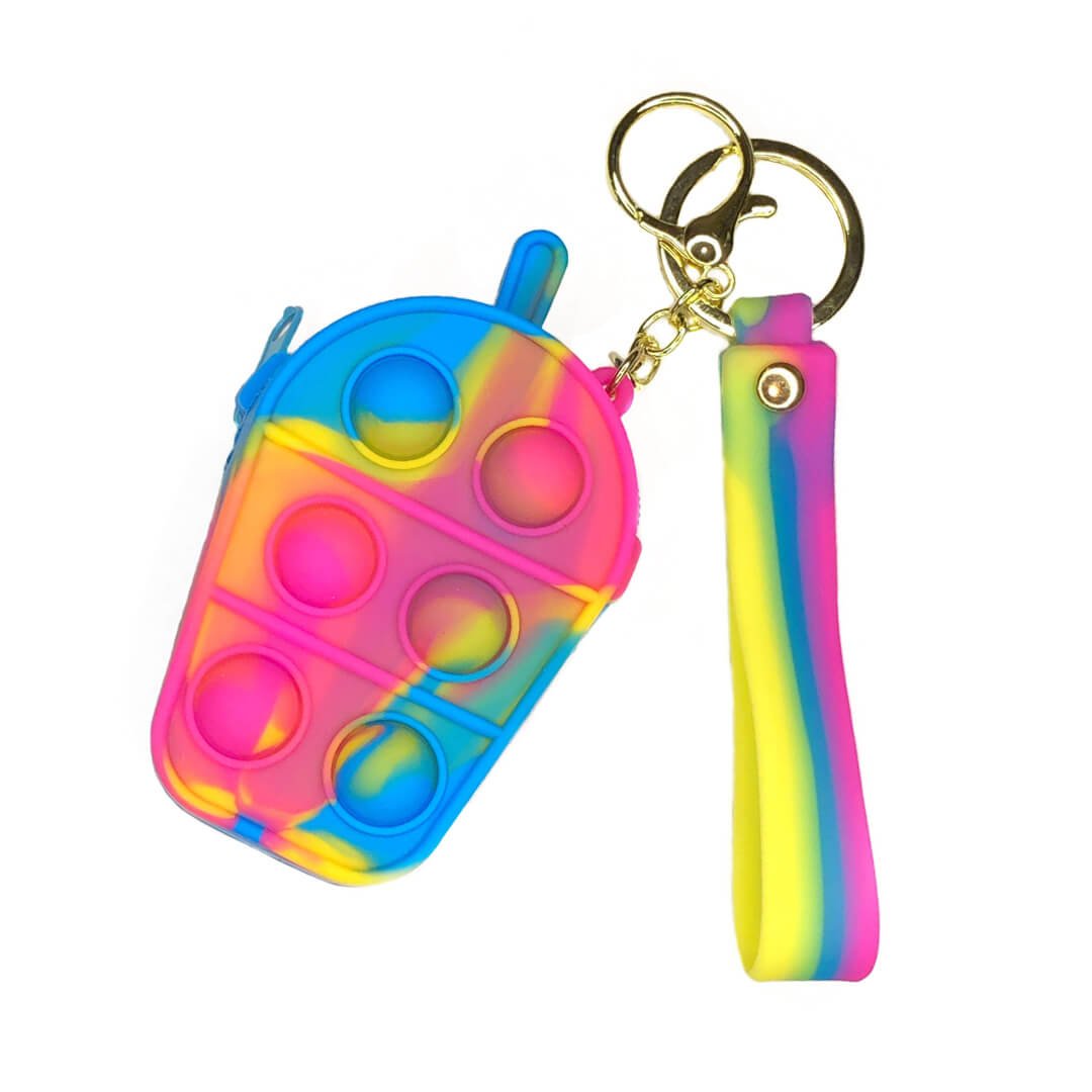Fidget Pop Boba Tea Wallet and Keychain - bubblegum market