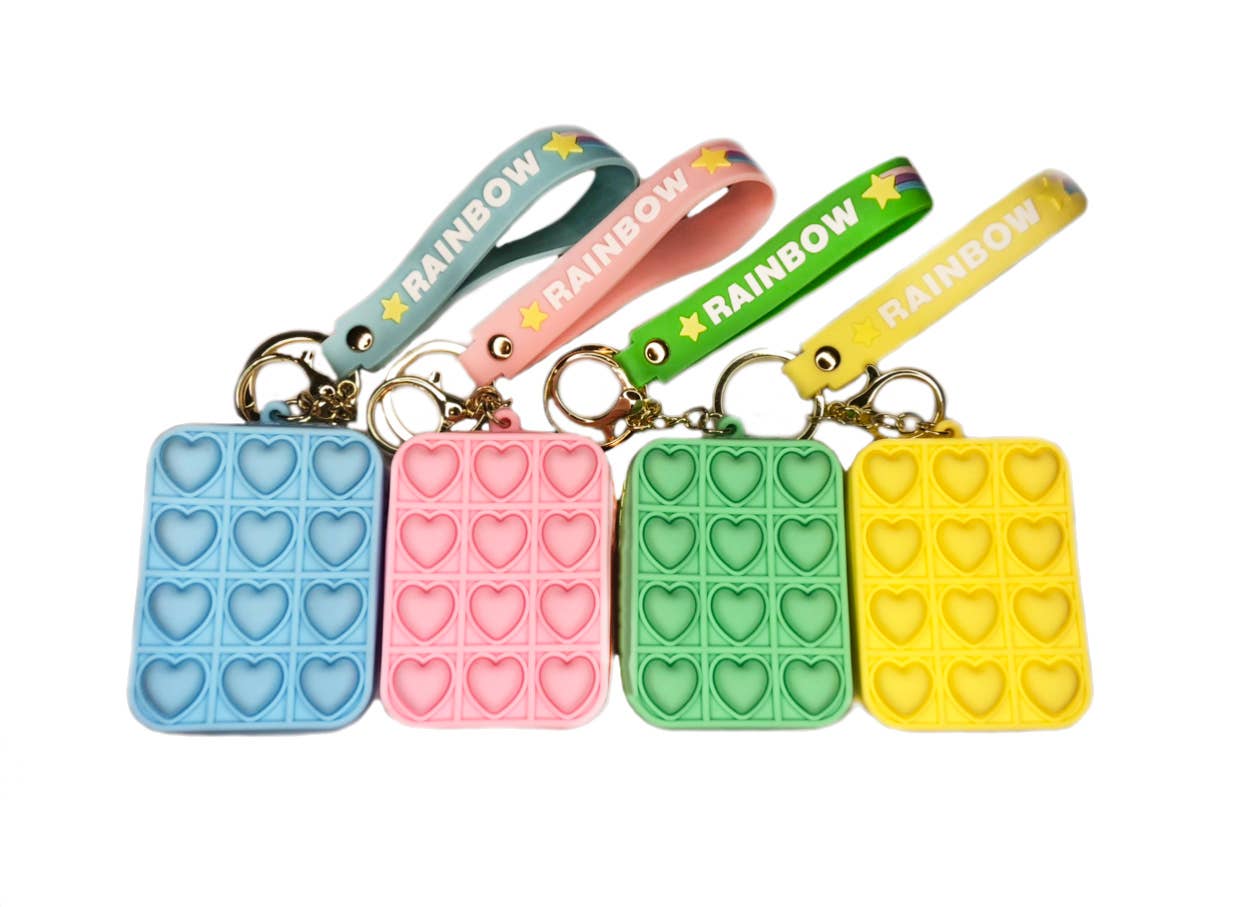Fidget Pop Heart Wallet and Keychain - bubblegum market