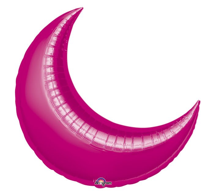 Fuchsia Crescent Moon Foil Balloon 26" - bubblegum market