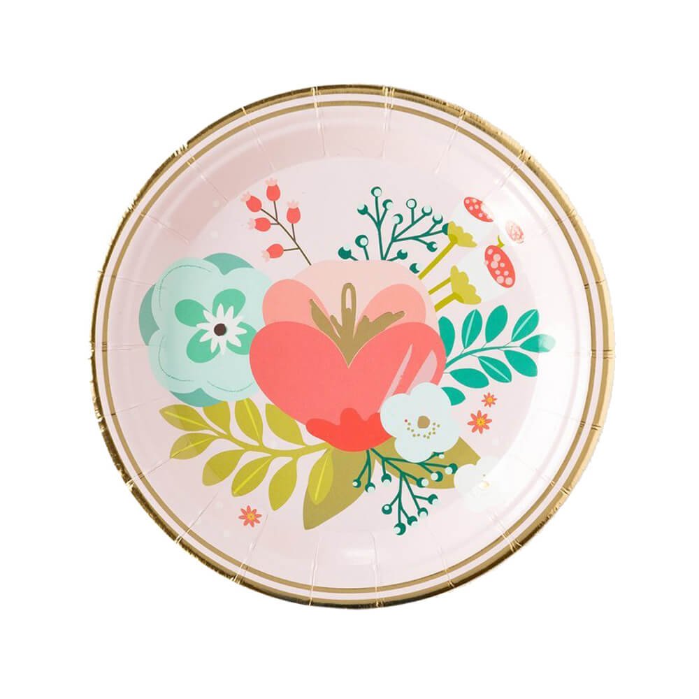 Garden Party Floral Paper Plates 7" - bubblegum market