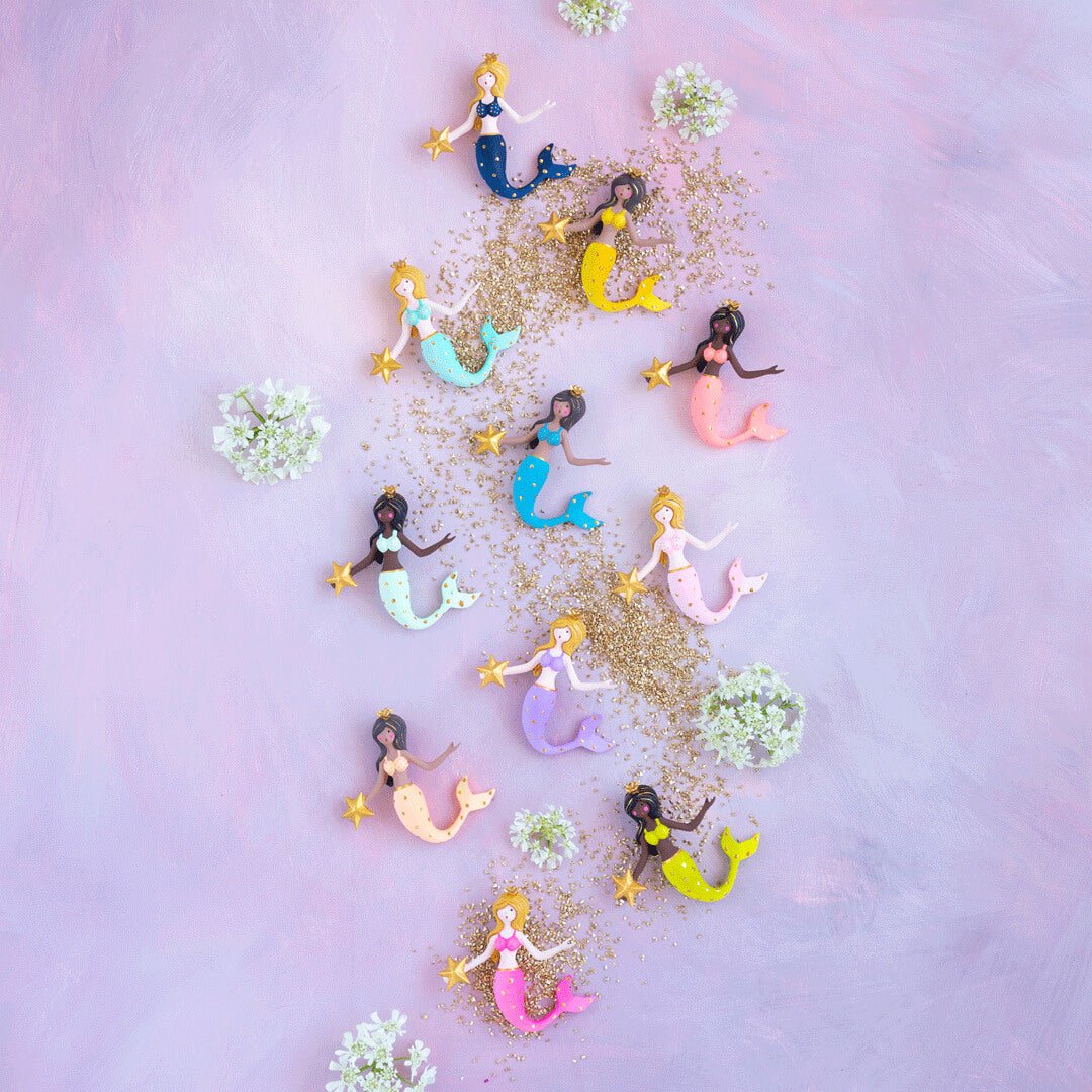 Glitterville Studios Colorful Mermaid Ornament 4.5" - bubblegum market
