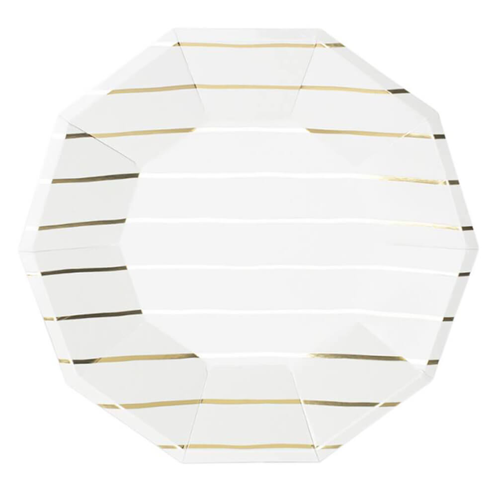 Gold Frenchie Striped Large Plates 9.5" - bubblegum market