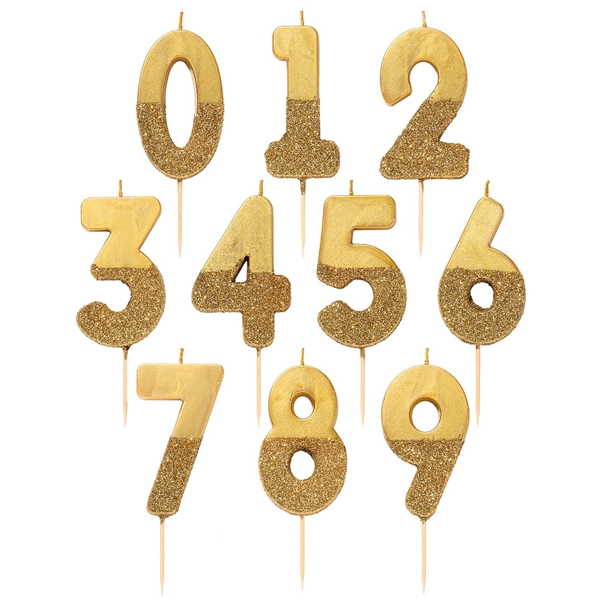 Gold Glitter Number Candle - bubblegum market