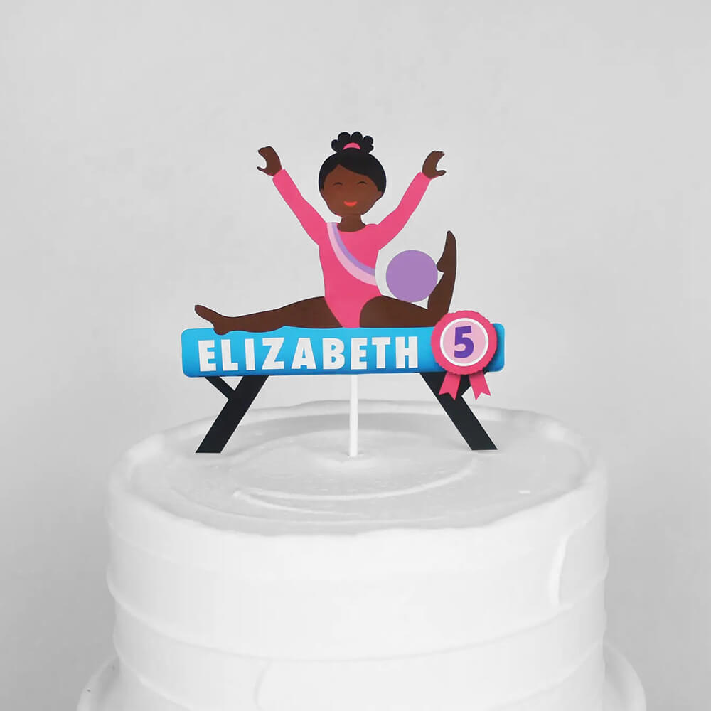 Gymnastics Party Customizable Name Cake Topper - bubblegum market