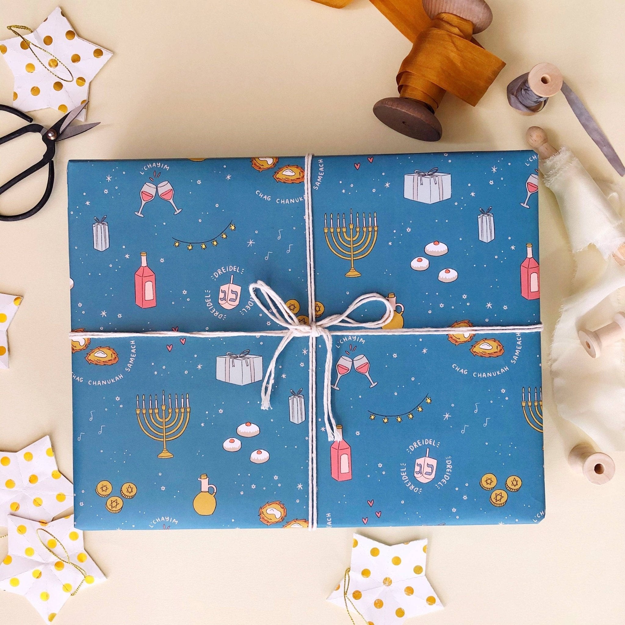 Hanukkah Party Wrapping Paper Sheets (Roll of 3) - bubblegum market