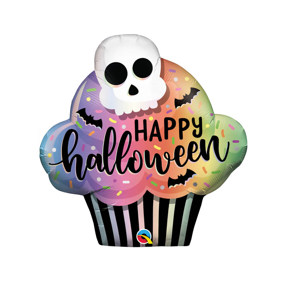 Happy Halloween Rainbow Cupcake Foil Balloon 32" - bubblegum market