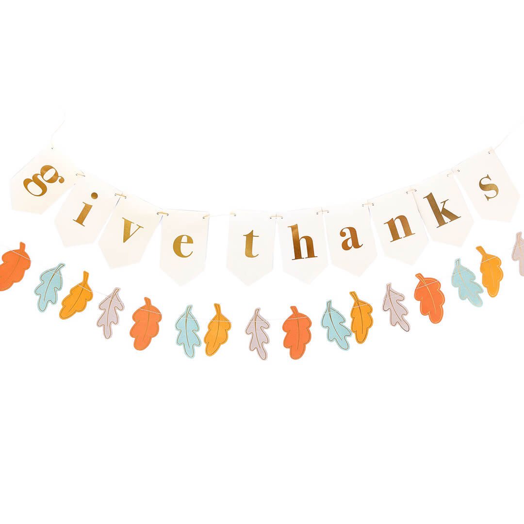 Harvest / Thanksgiving Give Thanks Leaves Banner Set - bubblegum market