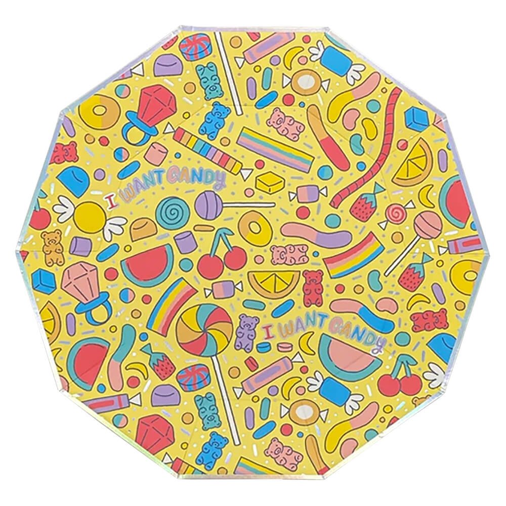 I Want Candy Party Large Paper Plates 9.25" - bubblegum market