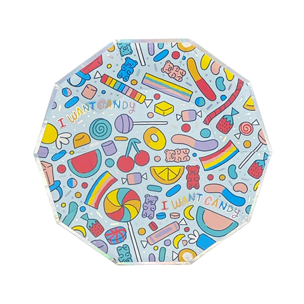 I Want Candy Small Paper Party Plates 7.25" - bubblegum market