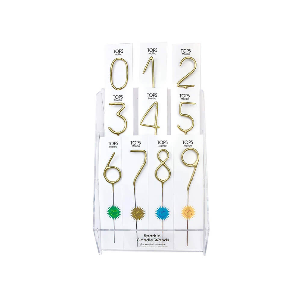 Large 8" Golden Sparkler Number Wand (0 - 9) - bubblegum market