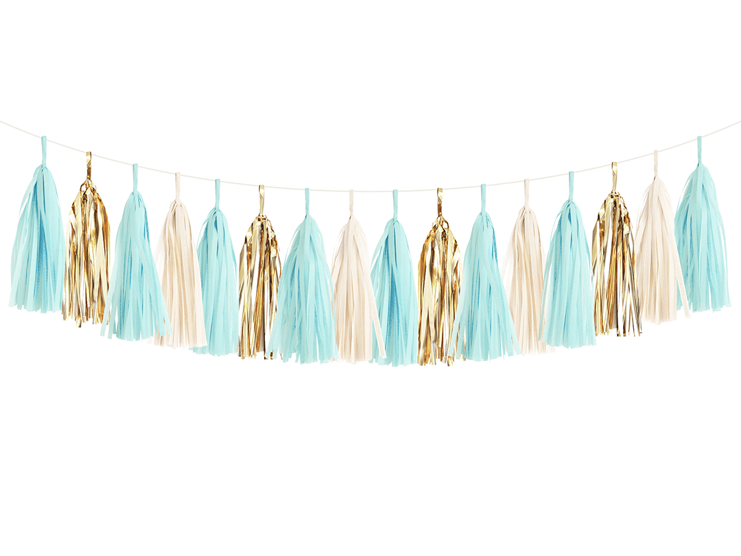 Light Blue & Gold Tassel Garland Kit - bubblegum market